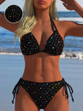 Women's Sexy Halter Bikini Set, Colorful Polka Dot Print Two Pieces