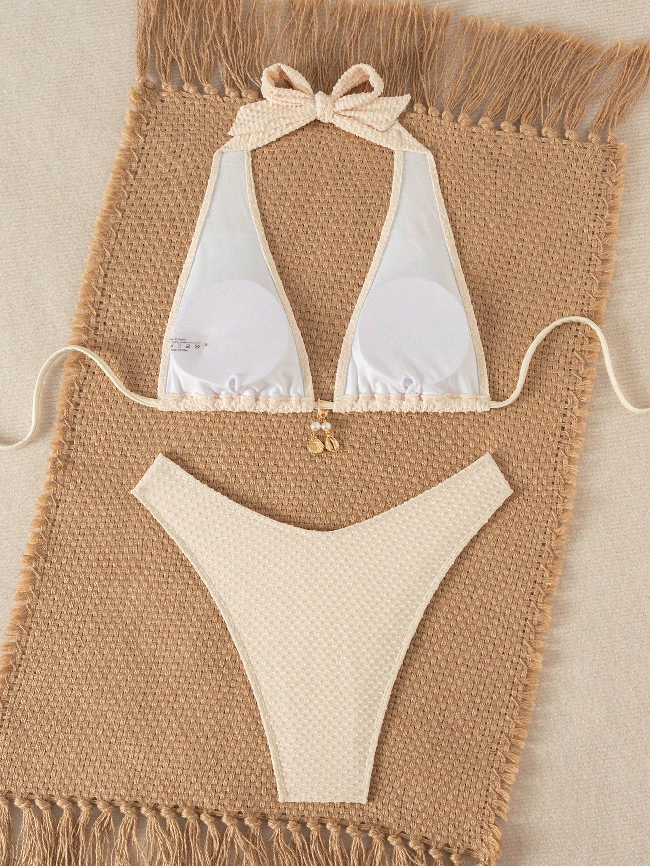 Swim SXY Blue And White Vertical Striped Halter Triangle Bikini Set, Halter Tie Design To Flatter Shoulder - image 2