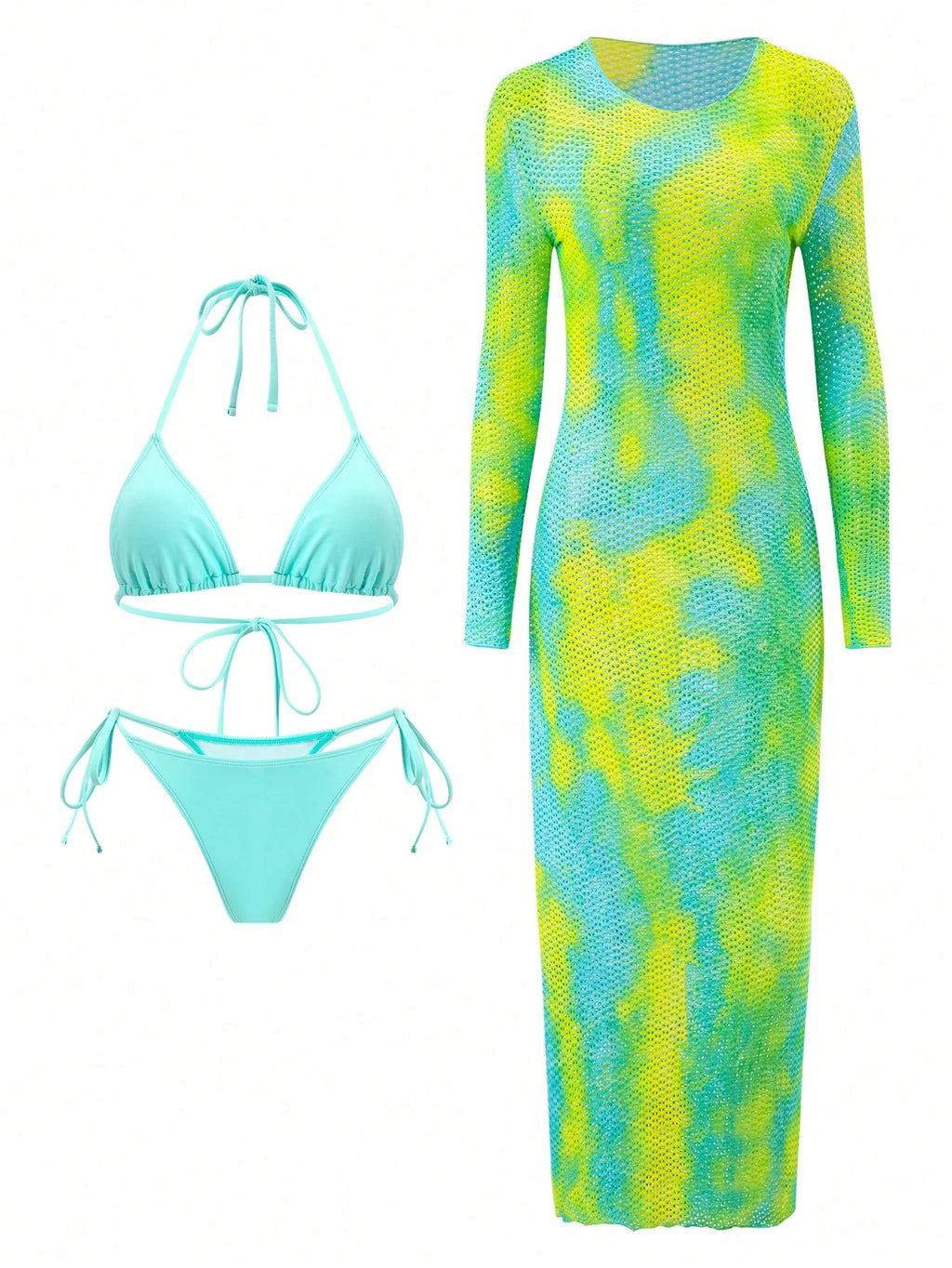 Sirith Tie-Dye Cover-Up Sexy Women's 3 PiecesSwimsuit Set - image 3