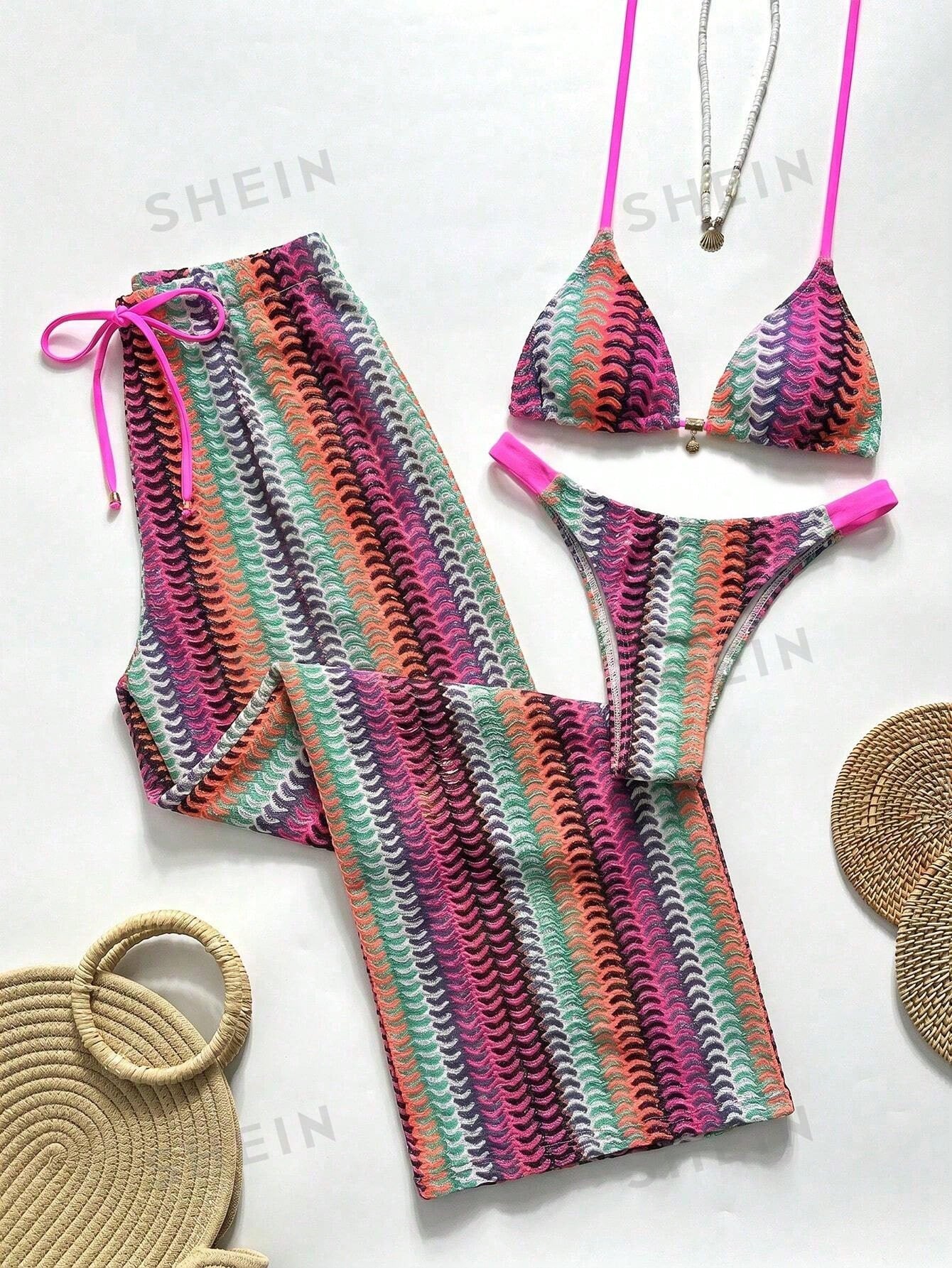 Swim Chicsea 26SS Spring/Summer Vacation Beach BOHO Braided Brown-Red