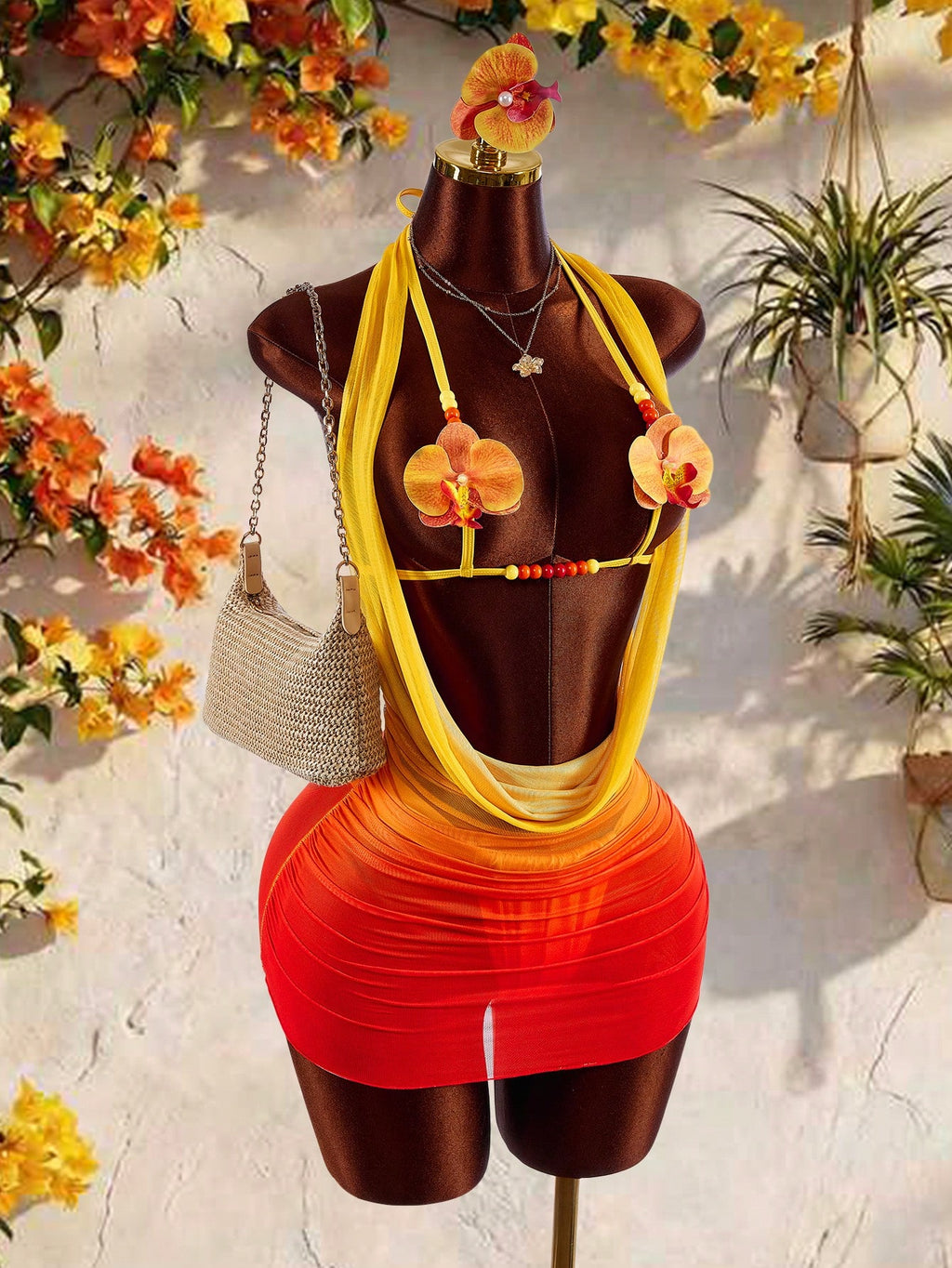 Amplova Women's 3-Piece Swimsuit Set With Starfish Shell Cup Details