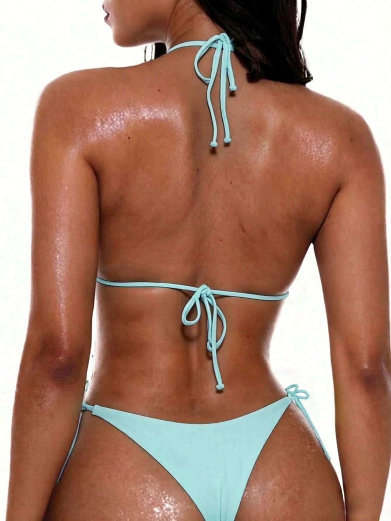 Oceva Solid Color Sexy Tie-Up Bikini Two-Piece Swimsuit Set Beachwear