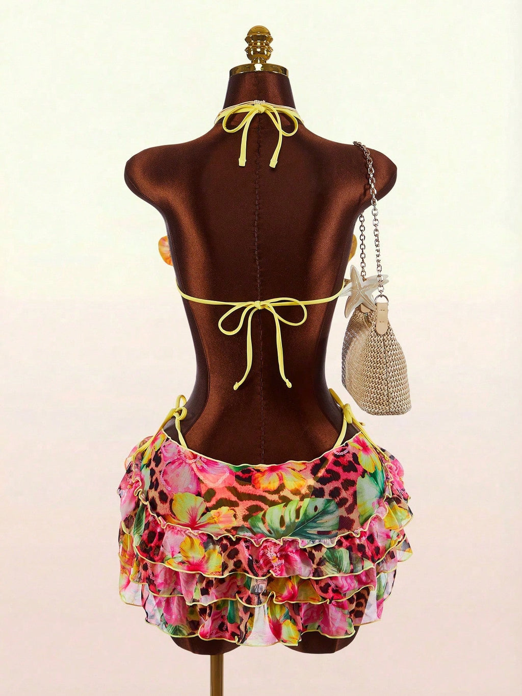 Amplova 3pcs Women's Swimwear Set With 3D Floral Cups, Butterfly Orchid Cups, So
