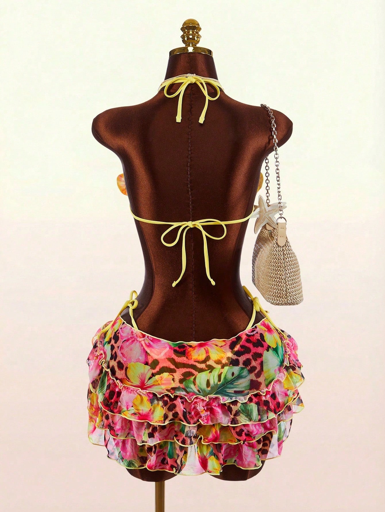 Amplova 3pcs Women's Swimwear Set With 3D Floral Cups, Butterfly Orchid Cups, So