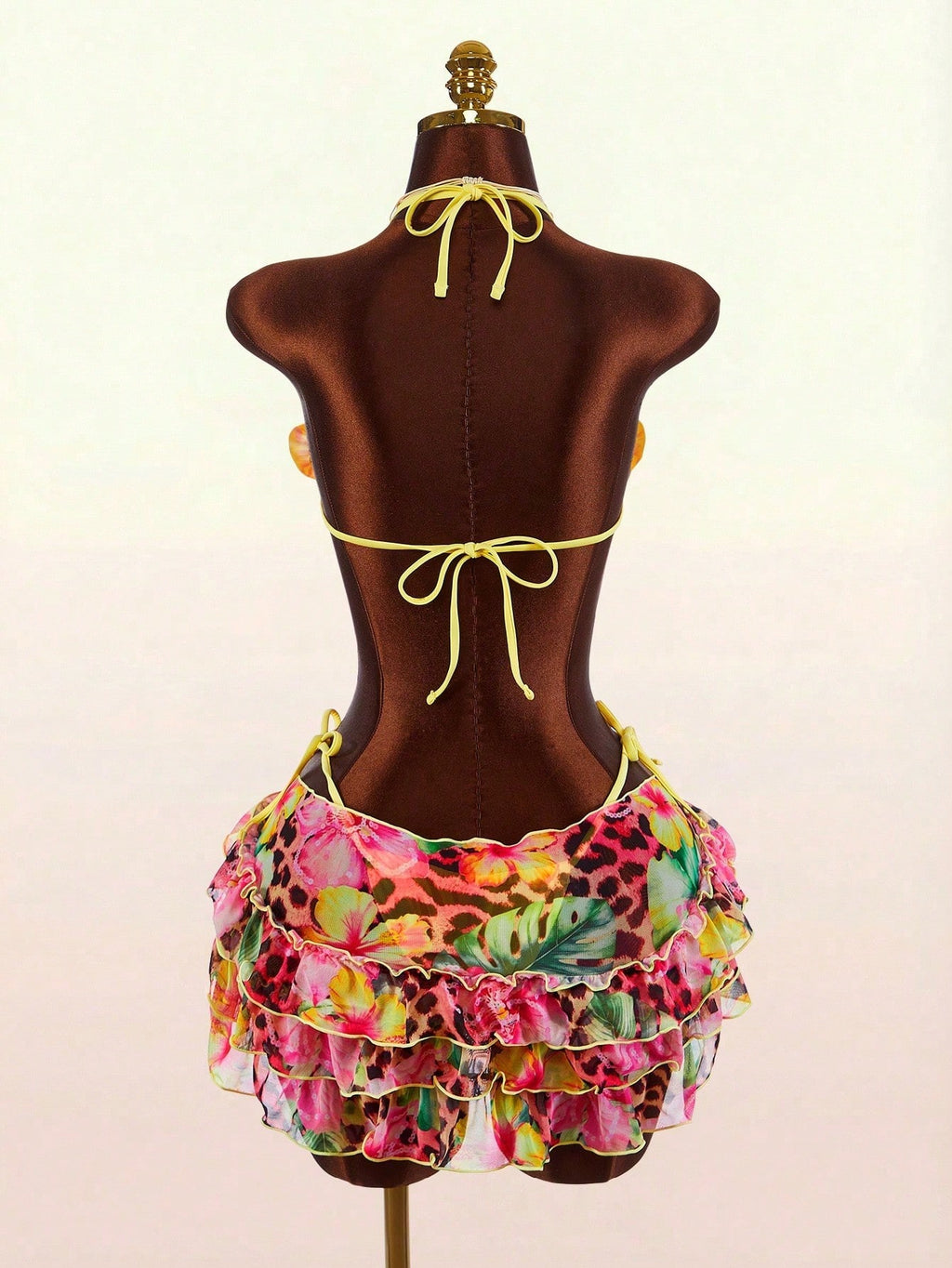 Amplova 3pcs Women's Swimwear Set With 3D Floral Cups, Butterfly Orchid Cups, So