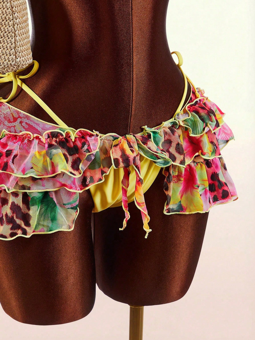 Amplova 3pcs Women's Swimwear Set With 3D Floral Cups, Butterfly Orchid Cups, So