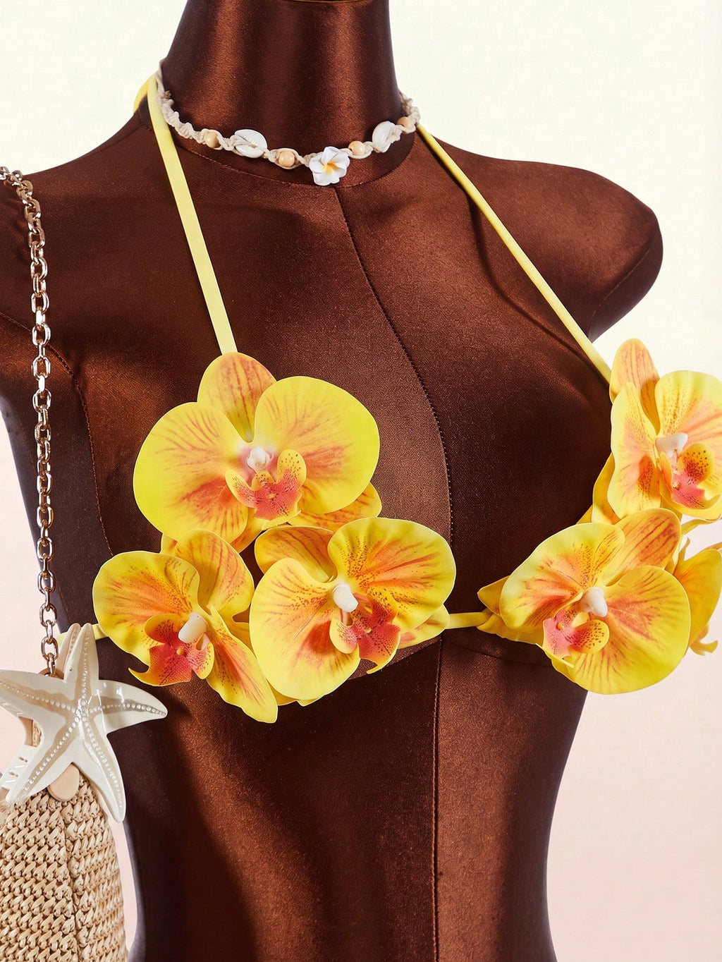 Amplova 3pcs Women's Swimwear Set With 3D Floral Cups, Butterfly Orchid Cups, So