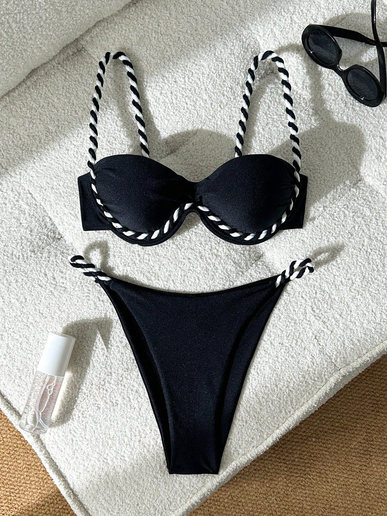 Swim Chiccia Women's Navy Blue Braided Strap Underwire Bikini