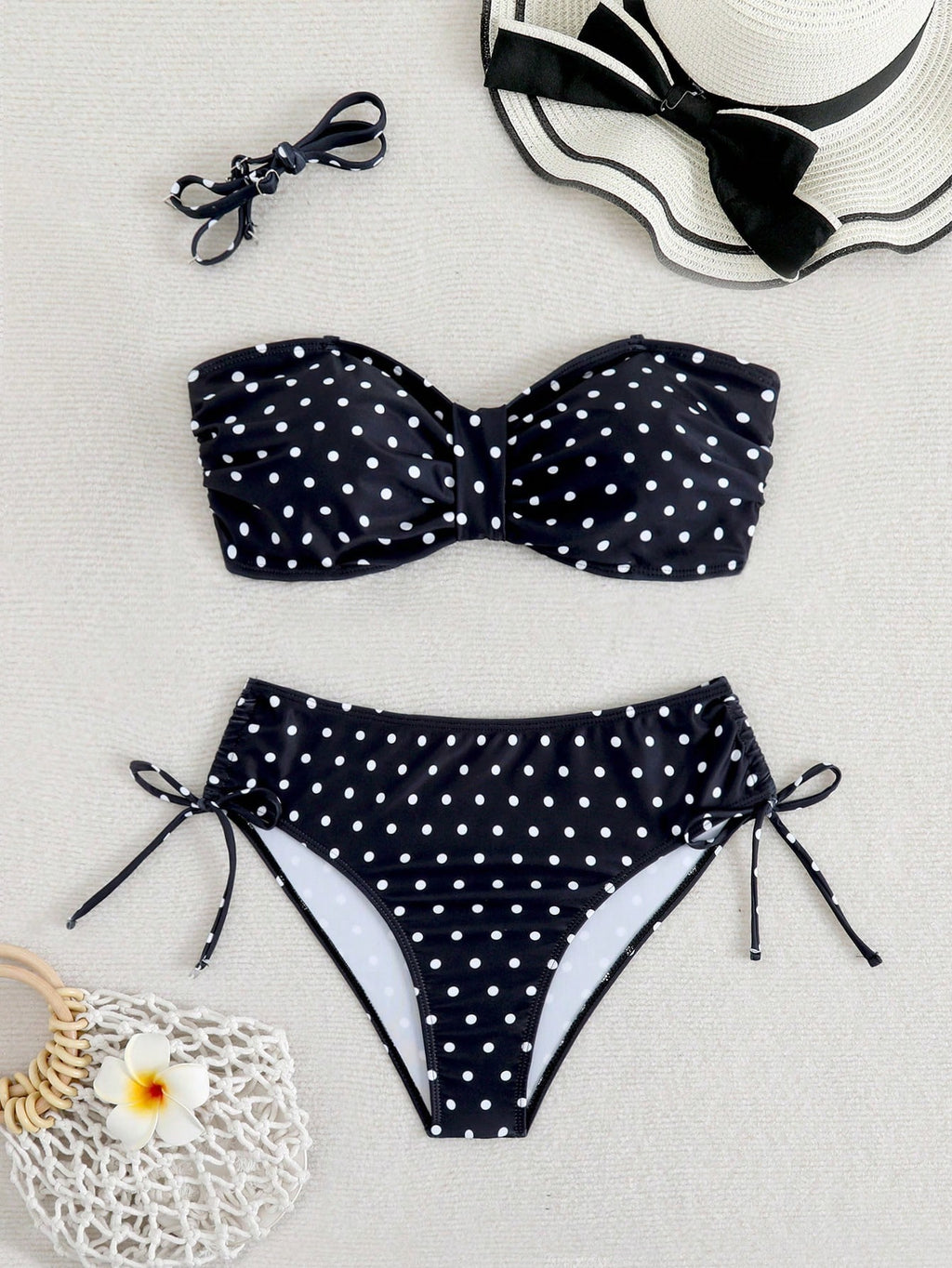 2026 Swim Women's New Polka Dot Print 2 Pieces Swimsuit Set, Suitable