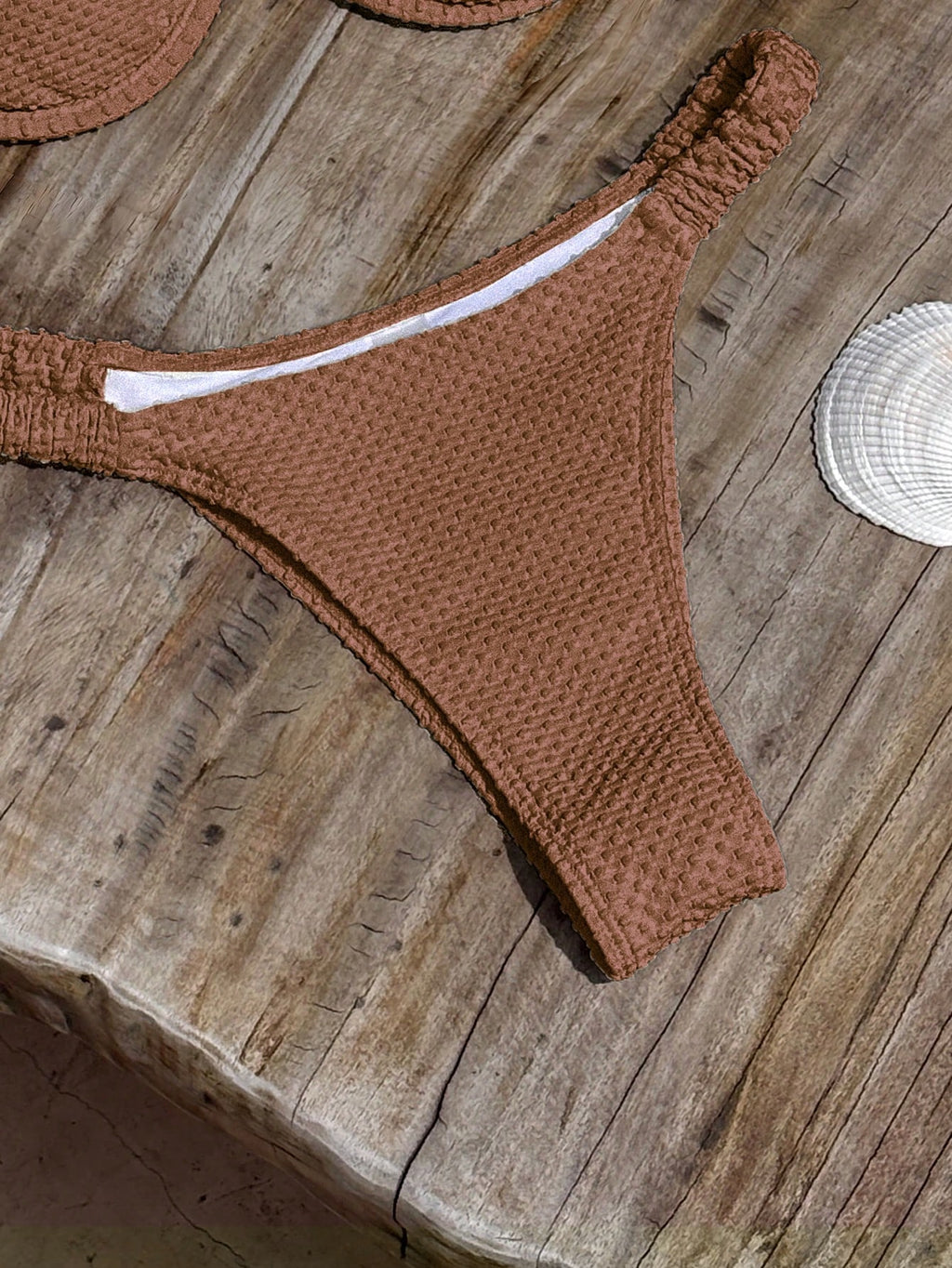 Bikinx Women's Elegant Beaded Stone Decor Textured Bikini Set,