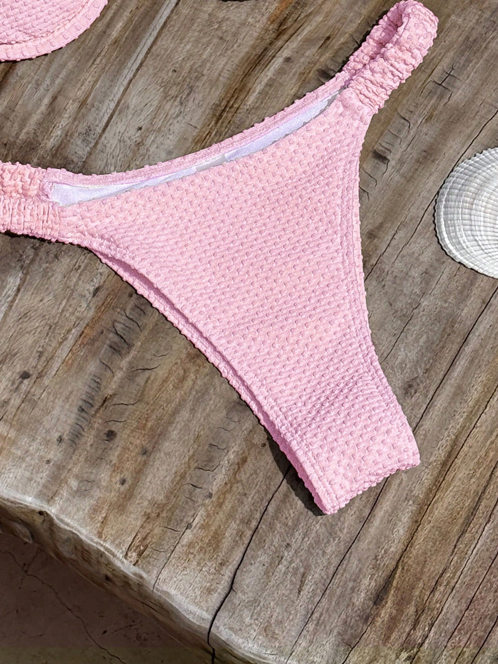 Bikinx Women's Elegant Beaded Stone Decor Textured Bikini Set,
