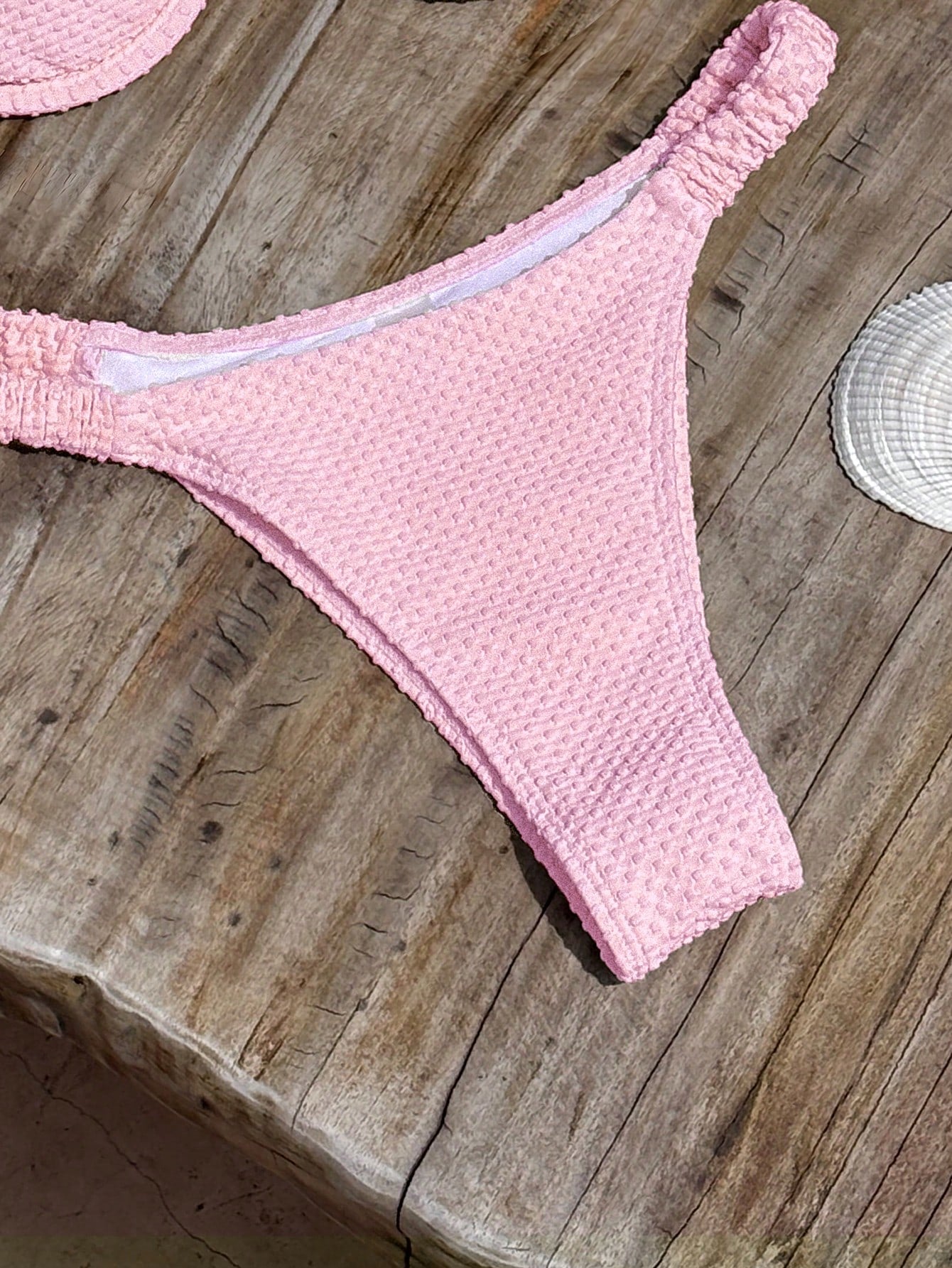 Bikinx Women's Elegant Beaded Stone Decor Textured Bikini Set,