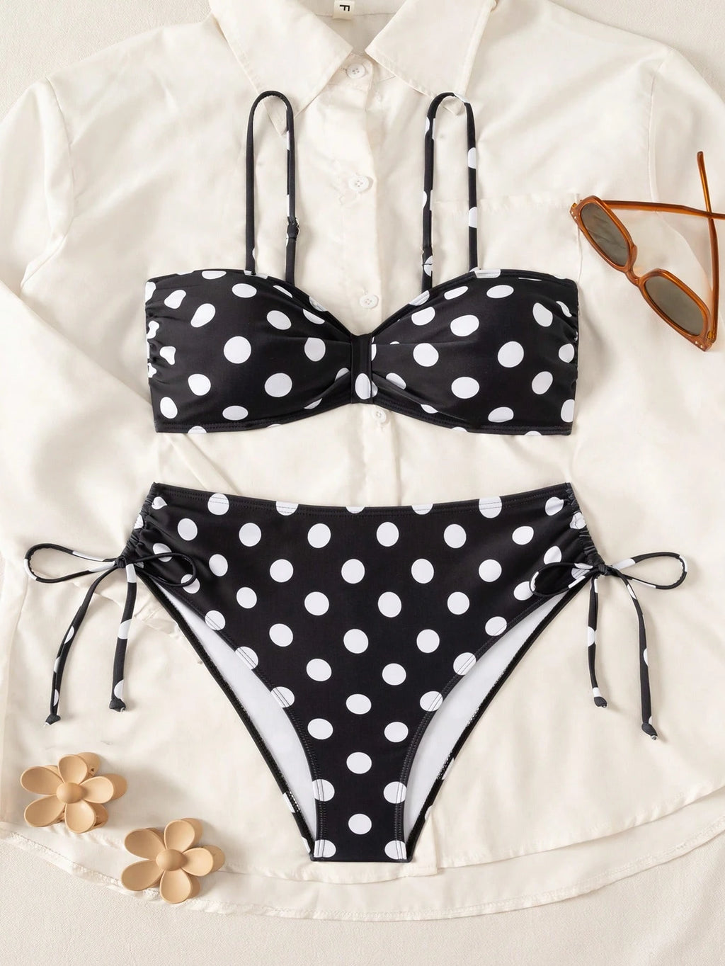 Swim Lushoire Swim Lushore Women Polka Dot High Waist Bikini 2 Pieces