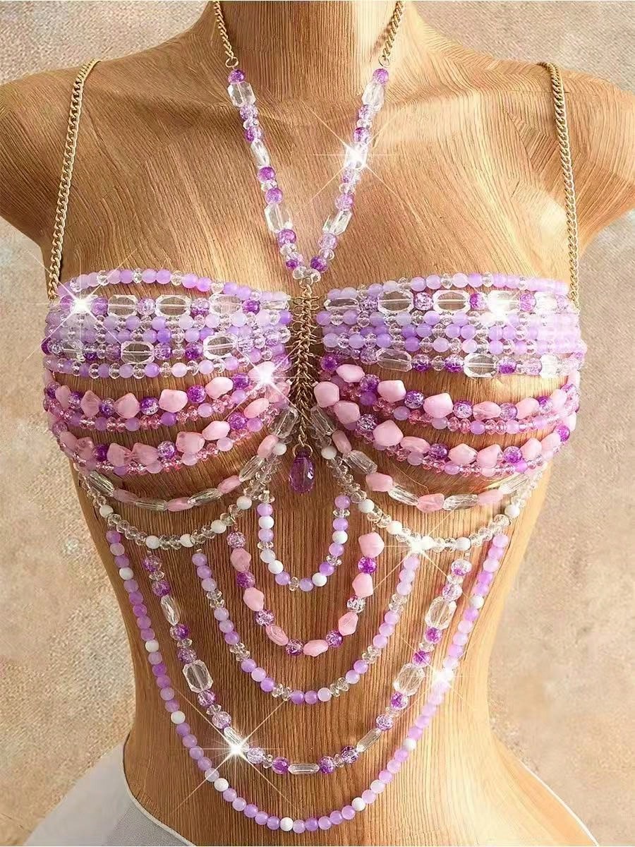 Summer/Autumn New Halloween Costume. Colorful Beaded Cover-Up.