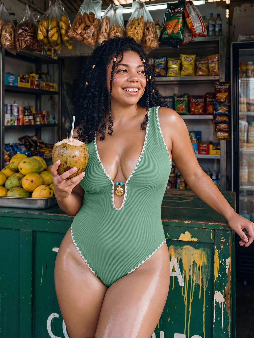 Swim Vcay 2026 New Orange Textured One-Piece Swimsuit,Ladies Monokini Decorated With Seashells And Contrast - image 20