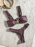 Swim Chiccia Swim Vcay-D Solid Color Metal Decor Spaghetti Strap Women Summer Vacation Swimwear Set