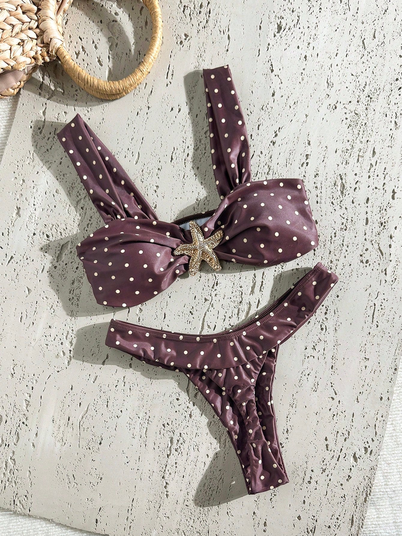 Swim Chiccia Swim Vcay-D Solid Color Metal Decor Spaghetti Strap Women Summer Vacation Swimwear Set
