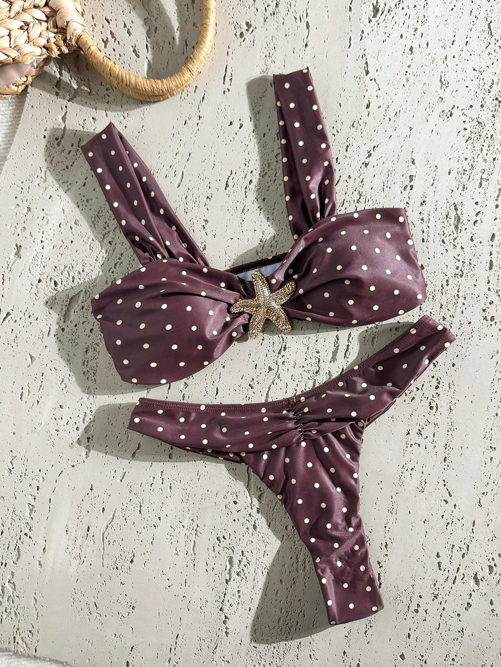 Swim Chiccia Swim Vcay-D Solid Color Metal Decor Spaghetti Strap Women Summer Vacation Swimwear Set - image 4