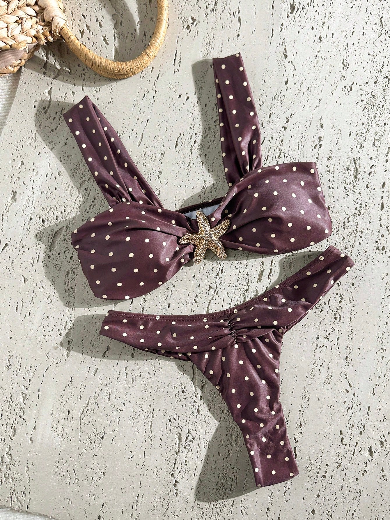 Swim Chiccia Swim Vcay-D Solid Color Metal Decor Spaghetti Strap Women Summer Vacation Swimwear Set - image 4