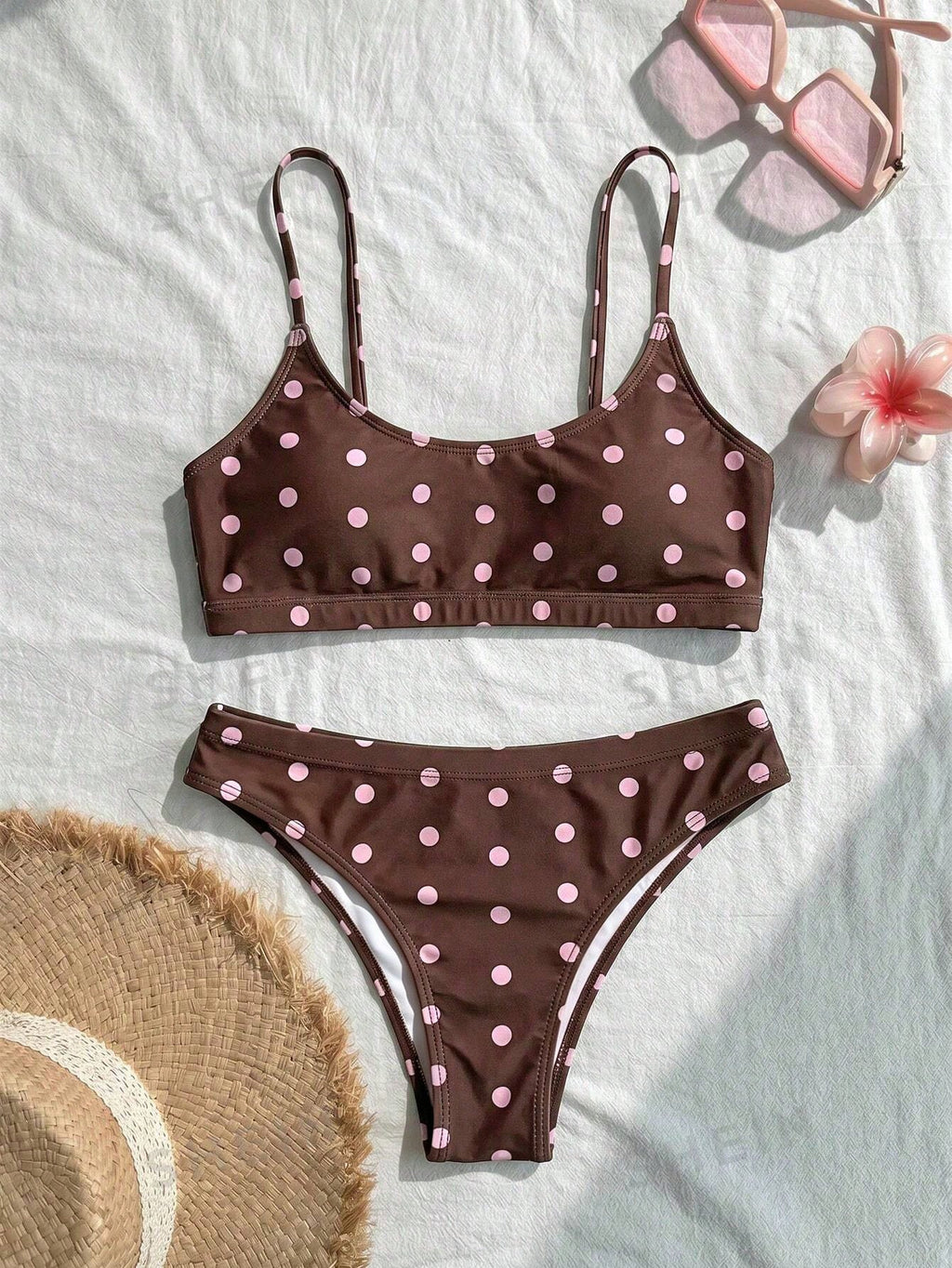 Swim Mod Women's Summer Beach Vacation Style Polka Dot Print