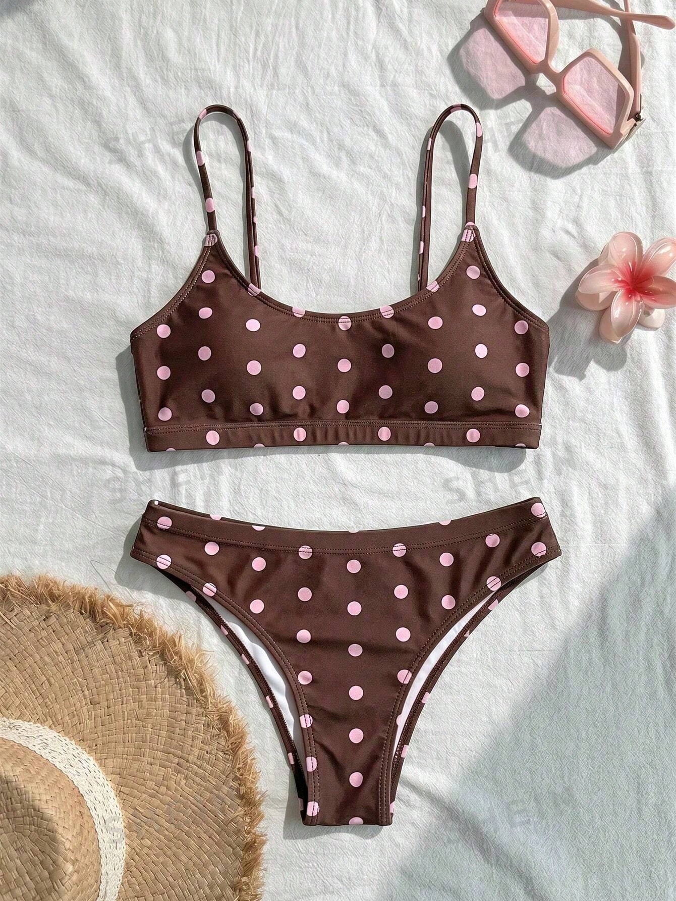 Swim Mod Women's Summer Beach Vacation Style Polka Dot Print