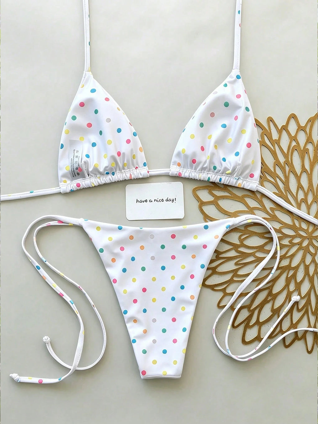 Elavelle New Arrival Spring/Summer Merlot Colorful Polka Dot Halter