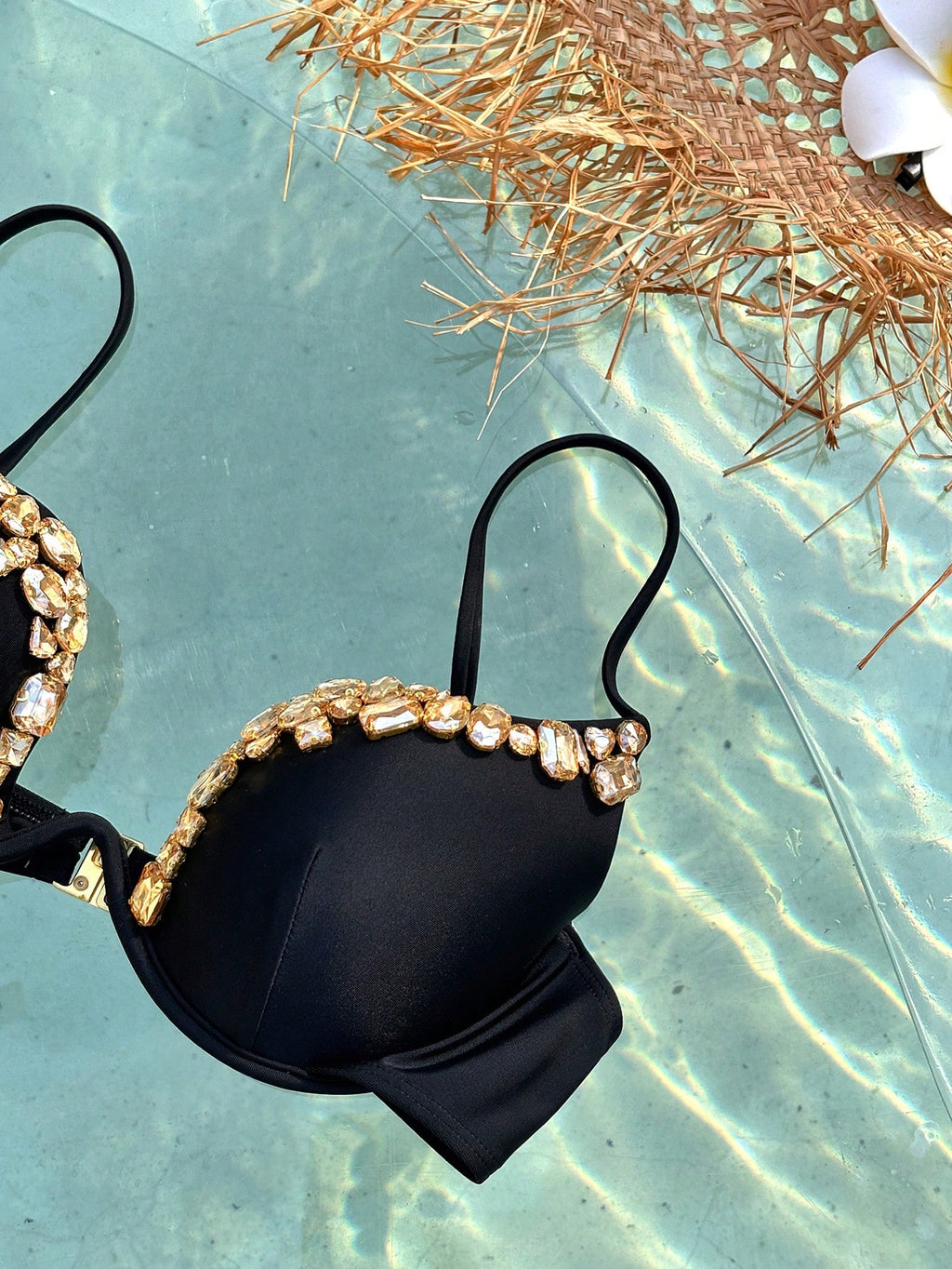 Swim SXY White,Summer,70s Retro,Rhinestone,Beach