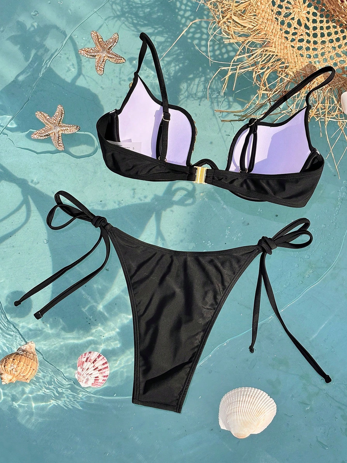 Swim SXY White,Summer,70s Retro,Rhinestone,Beach Vacation,Holiday,Party,Holiday Women's Bikini Two Pieces - image 9