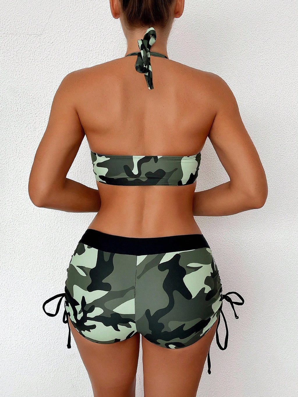 Swim Vcay Women's Retro Beach Vacation Two Pieces Bikini Set: Halter