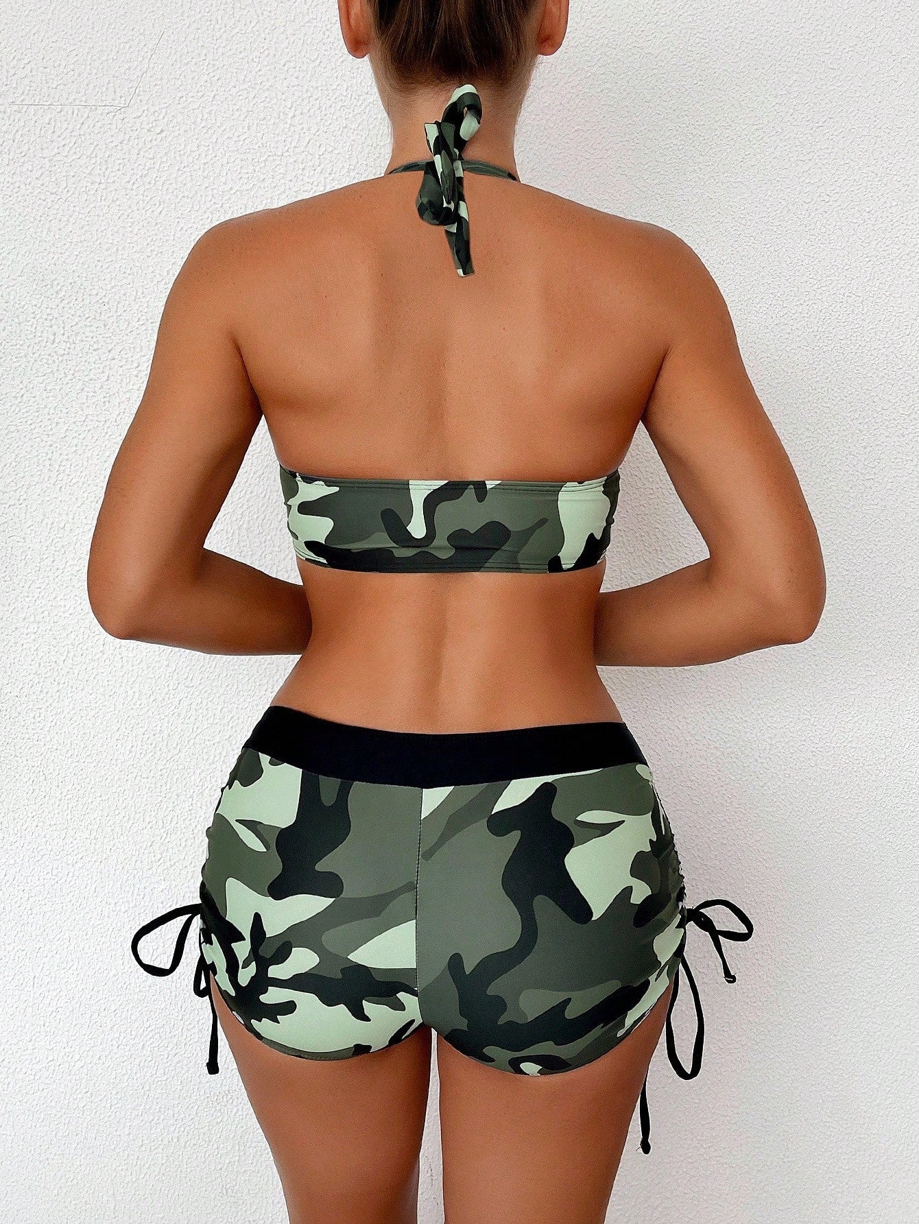 Swim Vcay Women's Retro Beach Vacation Two Pieces Bikini Set: Halter
