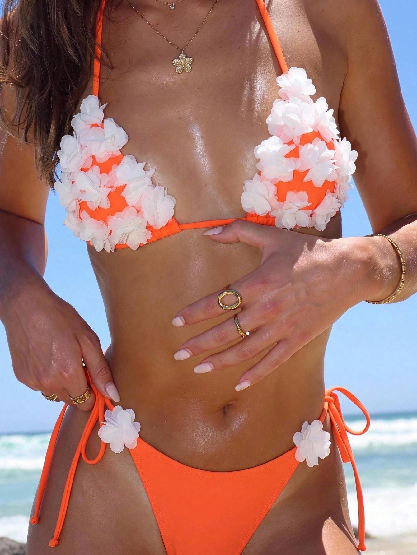 Swim SXY Split Floral Pattern Cute Bikini, Elegant For Music