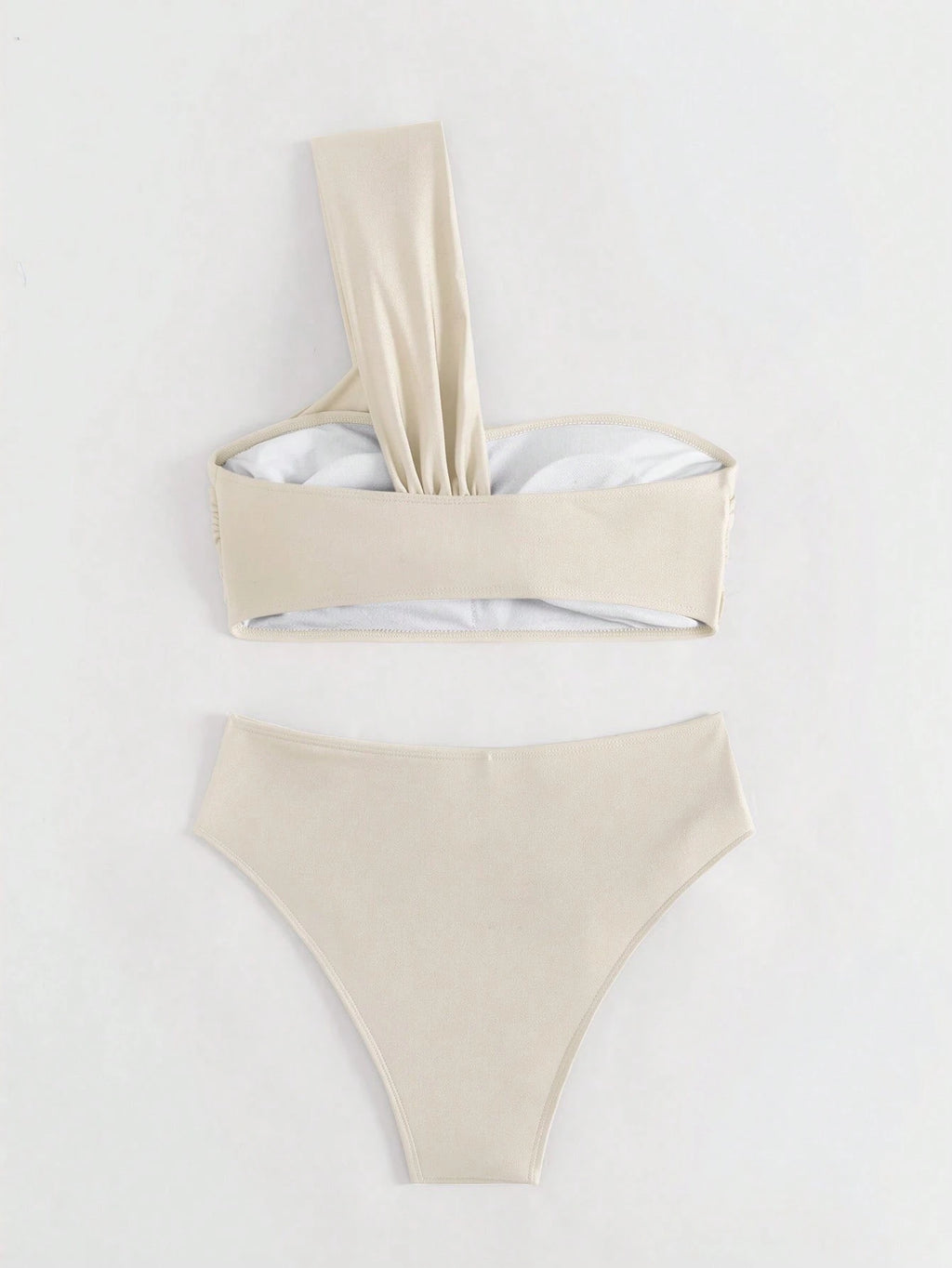Costavie Women's Summer Beach Solid Color One Shoulder Sexy Bikini And Triangle Bottom Two-Piece Swimsuit Set - image 2