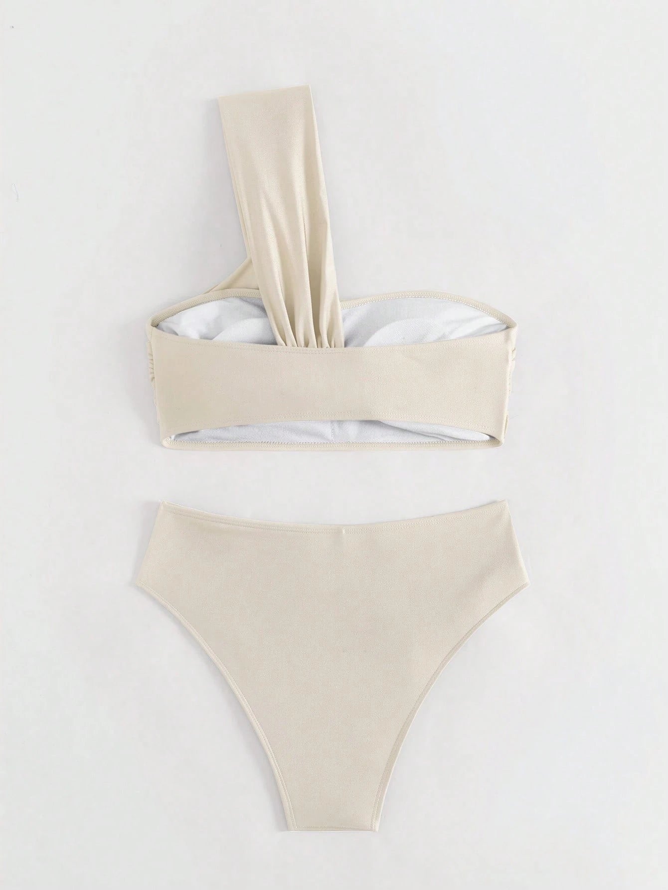 Costavie Women's Summer Beach Solid Color One Shoulder Sexy Bikini And Triangle Bottom Two-Piece Swimsuit Set - image 2