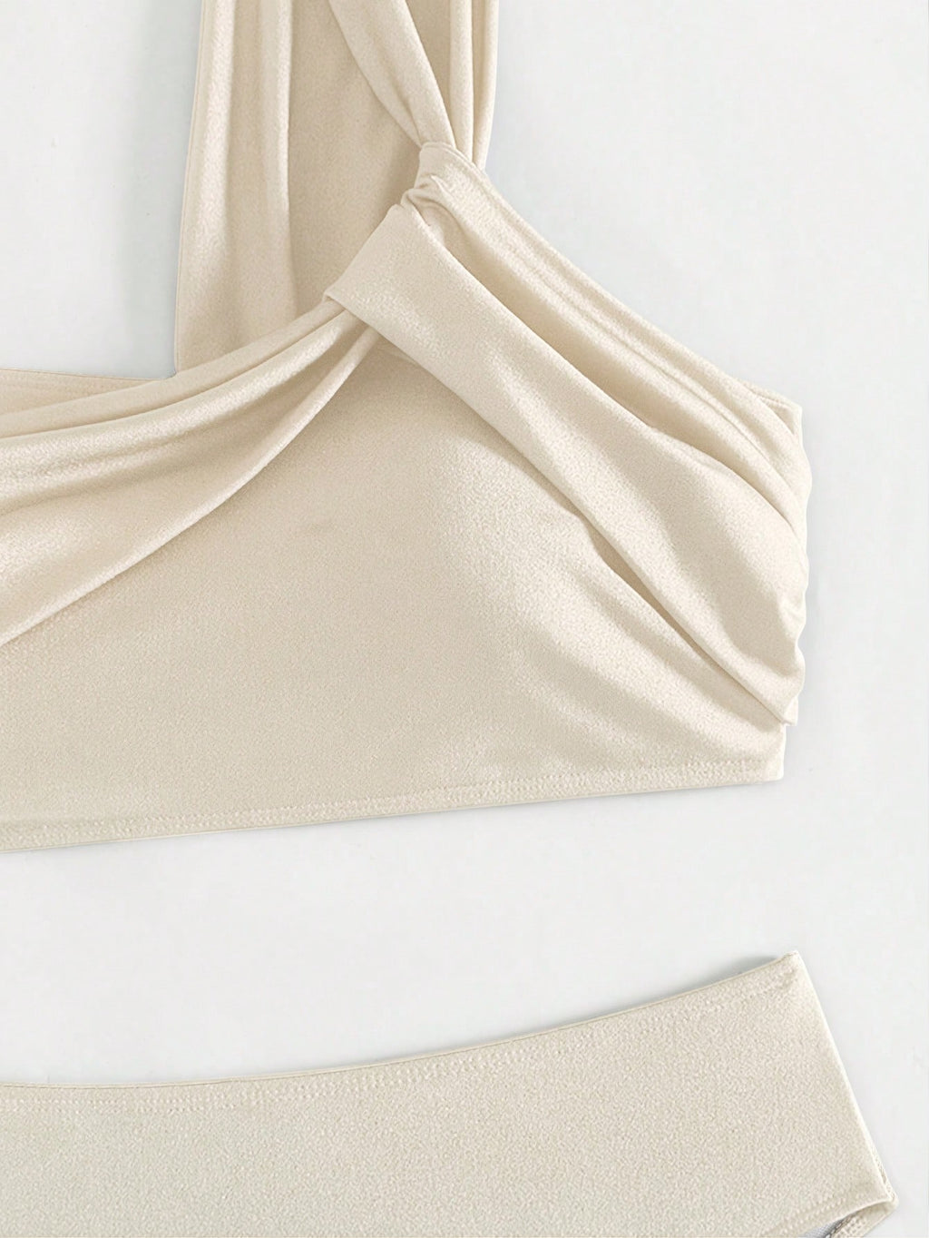 Costavie Women's Summer Beach Solid Color One Shoulder Sexy Bikini And Triangle Bottom Two-Piece Swimsuit Set - image 5