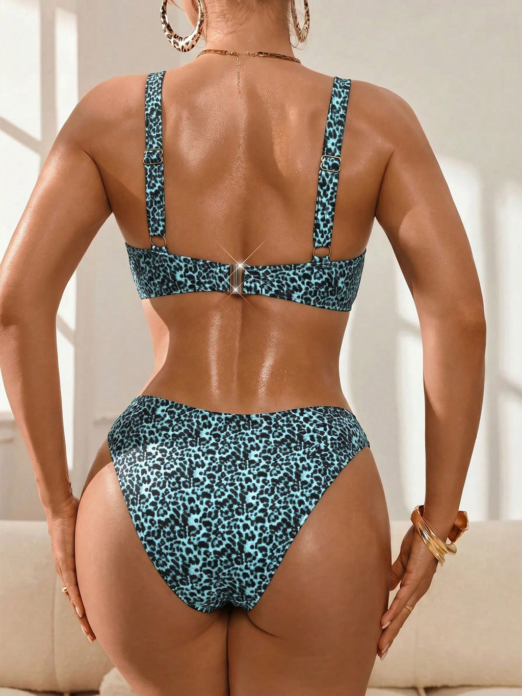 Swim DD+ Women's White With Black Polka Dots Bikini Set,70s Retro