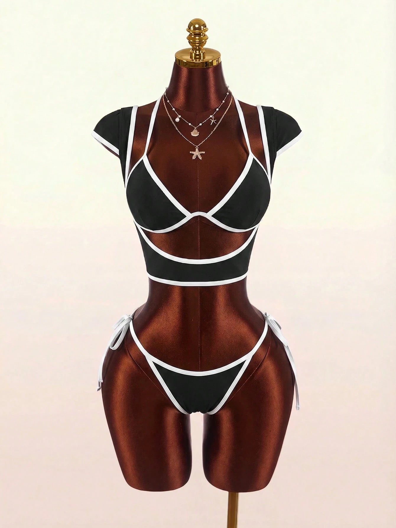 Amplova Women's Swimwear Set With Underwire Cups, Contrast Trim,