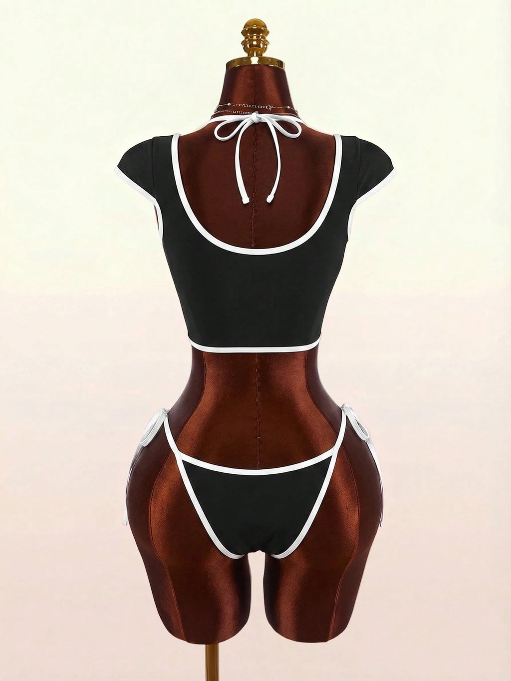 Amplova Women's Swimwear Set With Underwire Cups, Contrast Trim,