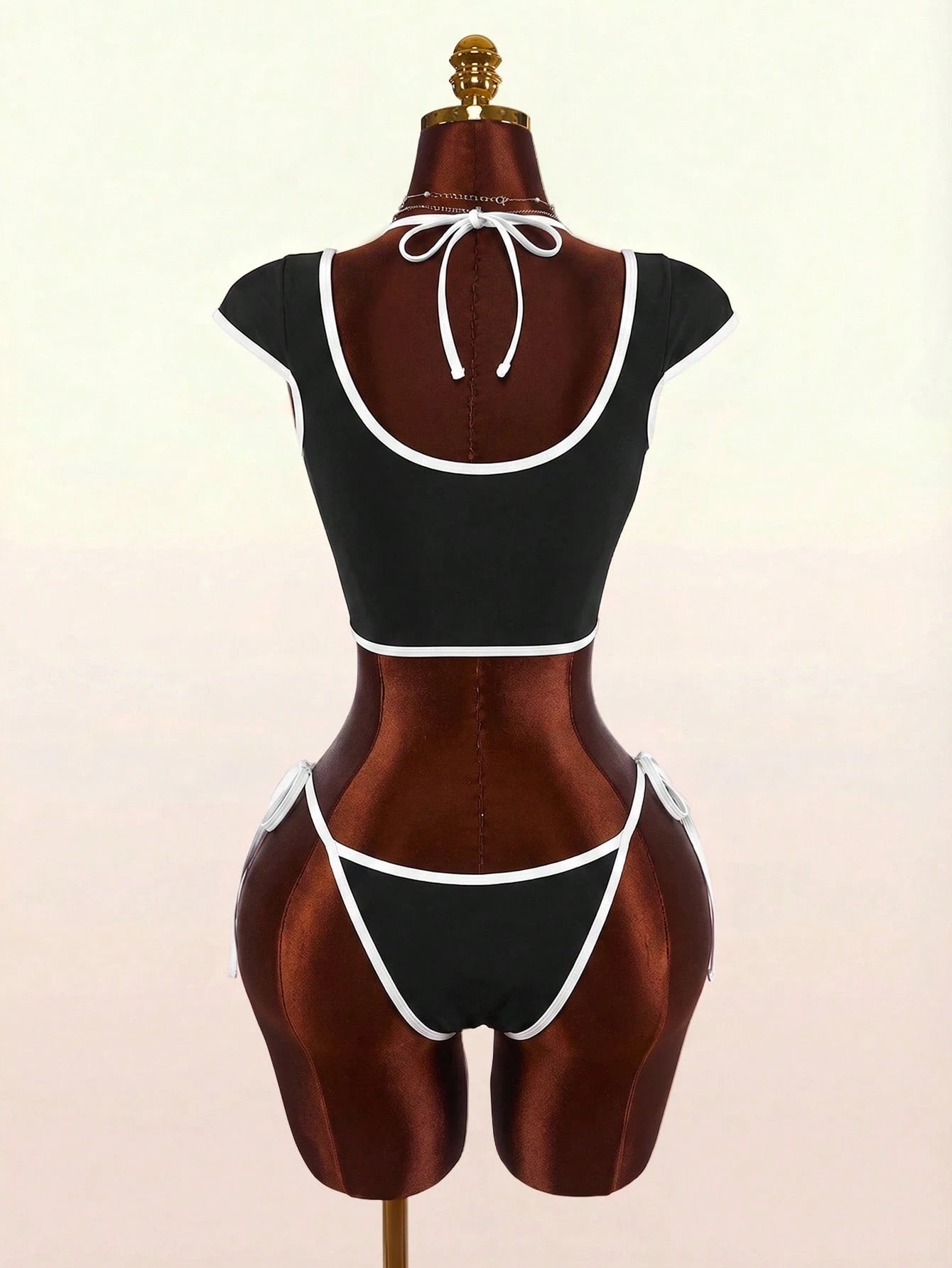 Amplova Women's Swimwear Set With Underwire Cups, Contrast Trim,