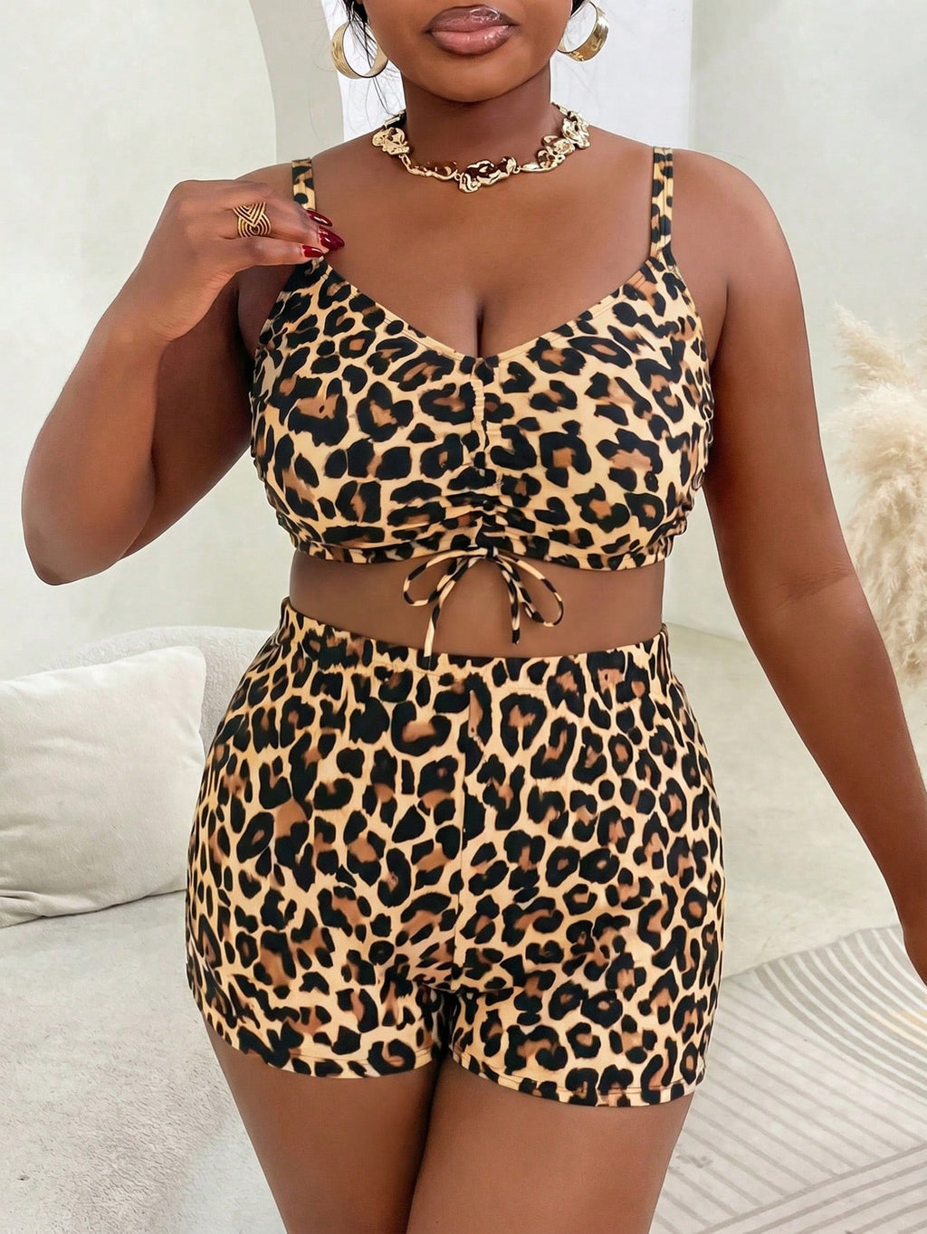 Slaydiva 3pcs Plus Size Swimwear Set, Includes Swimwear, Cover-Up, Random Floral Print, Casual Summer Beach - image 4