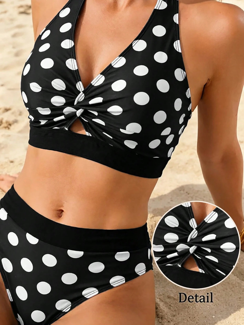 Swim Lushoire Women's 2-Piece Swimsuit Set, Polka Dot Print Halter