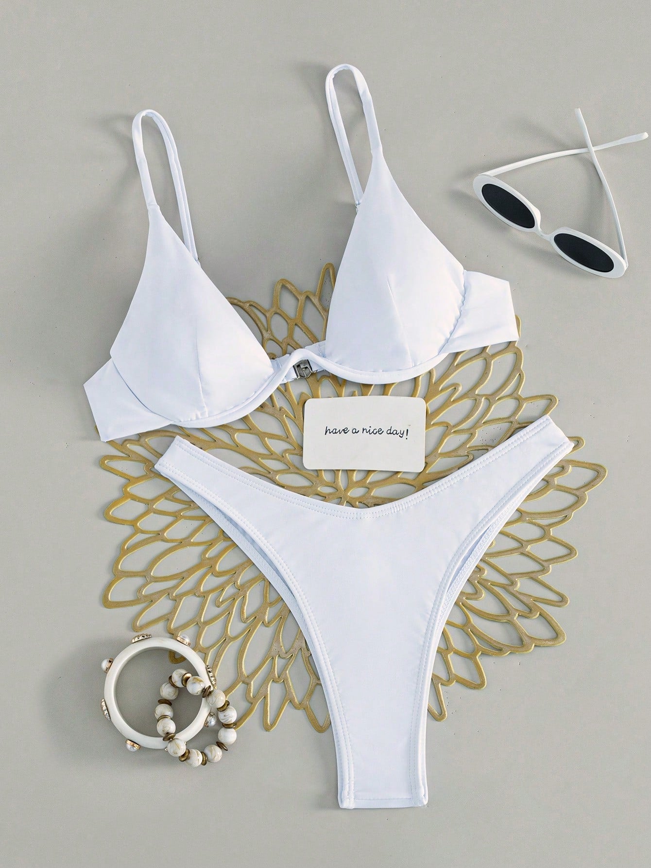 Swim Basics Summer Beach Mono Bikini Set Underwired Bra & High Cut