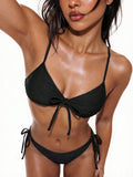 Swim Mod Women's Black And White Polka Dot Bikini Set,Underwire