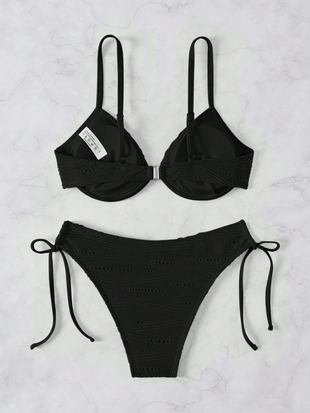 Swim Mod Women's Black And White Polka Dot Bikini Set,Underwire