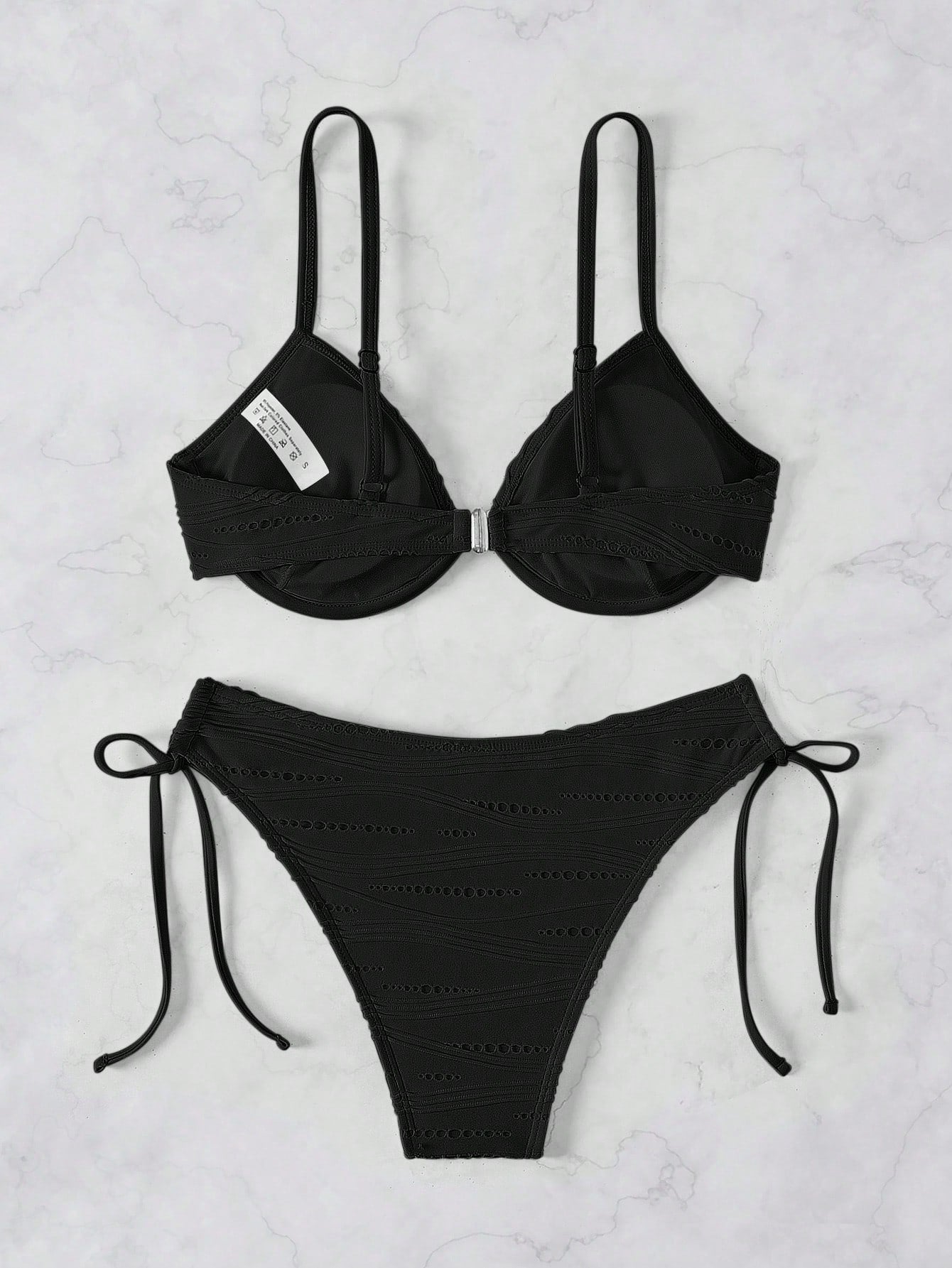 Swim Mod Women's Black And White Polka Dot Bikini Set,Underwire
