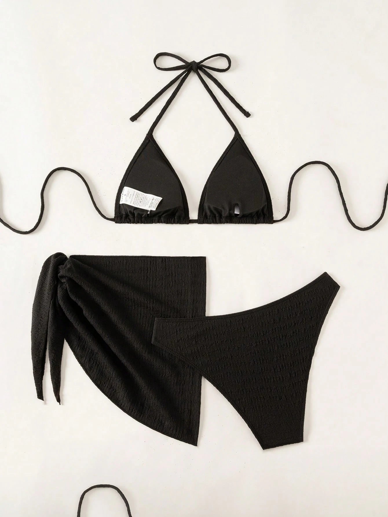 Swim Basics 3pcs/Set Women Solid Color Halter Neck Swimsuit, Triangle