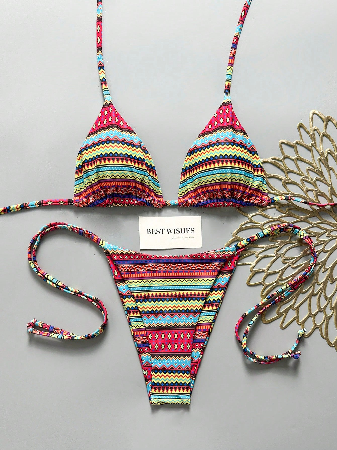 Swim Mod New Arrival Spring/Summer Merlot Colorful Polka Dot Halter