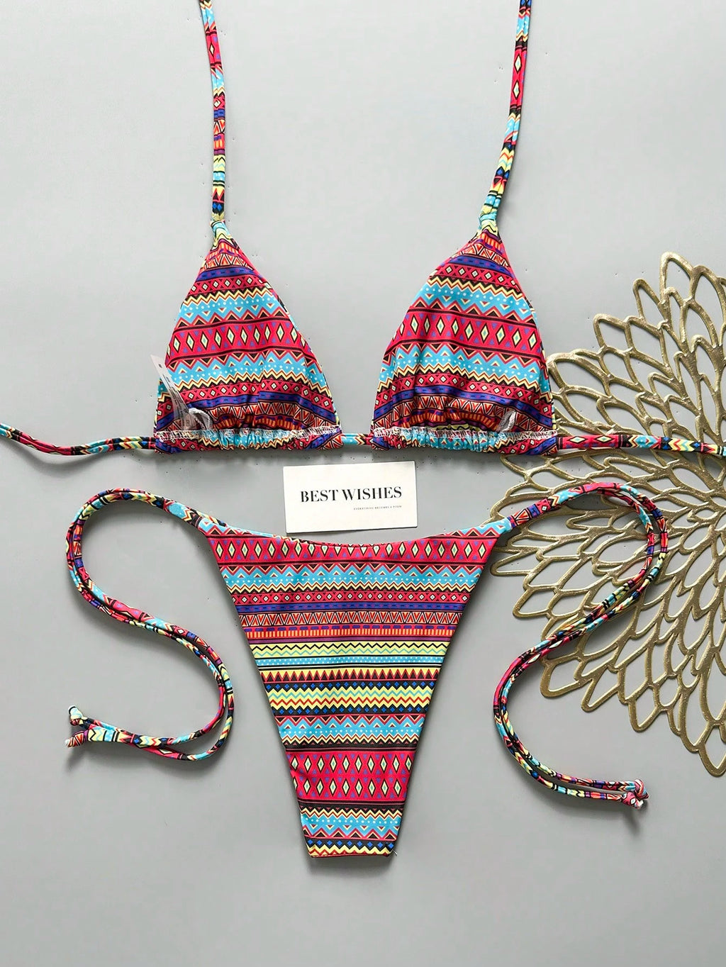 Swim Mod New Arrival Spring/Summer Merlot Colorful Polka Dot Halter