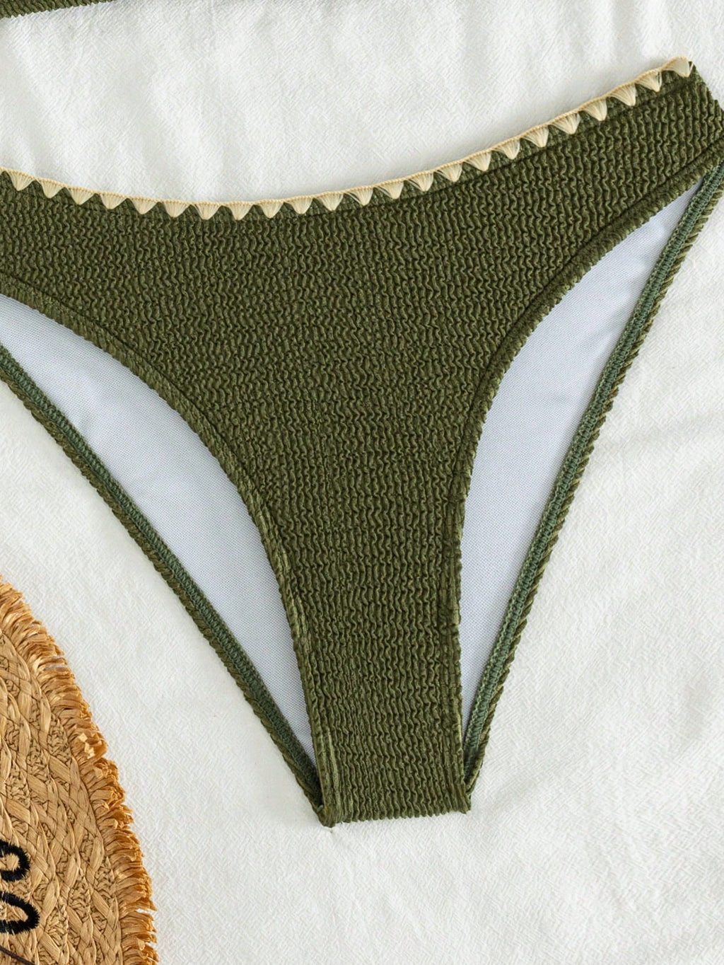 Bonvoyette Women's Spring/Summer Brown Knit Jacquard Shell Scalloped