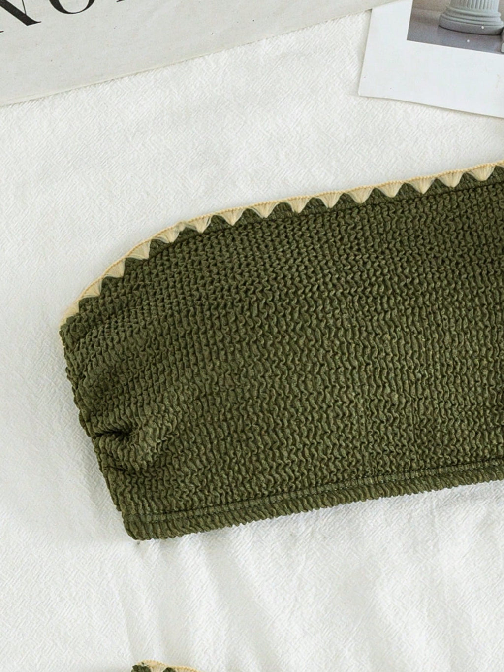 Bonvoyette Women's Spring/Summer Brown Knit Jacquard Shell Scalloped