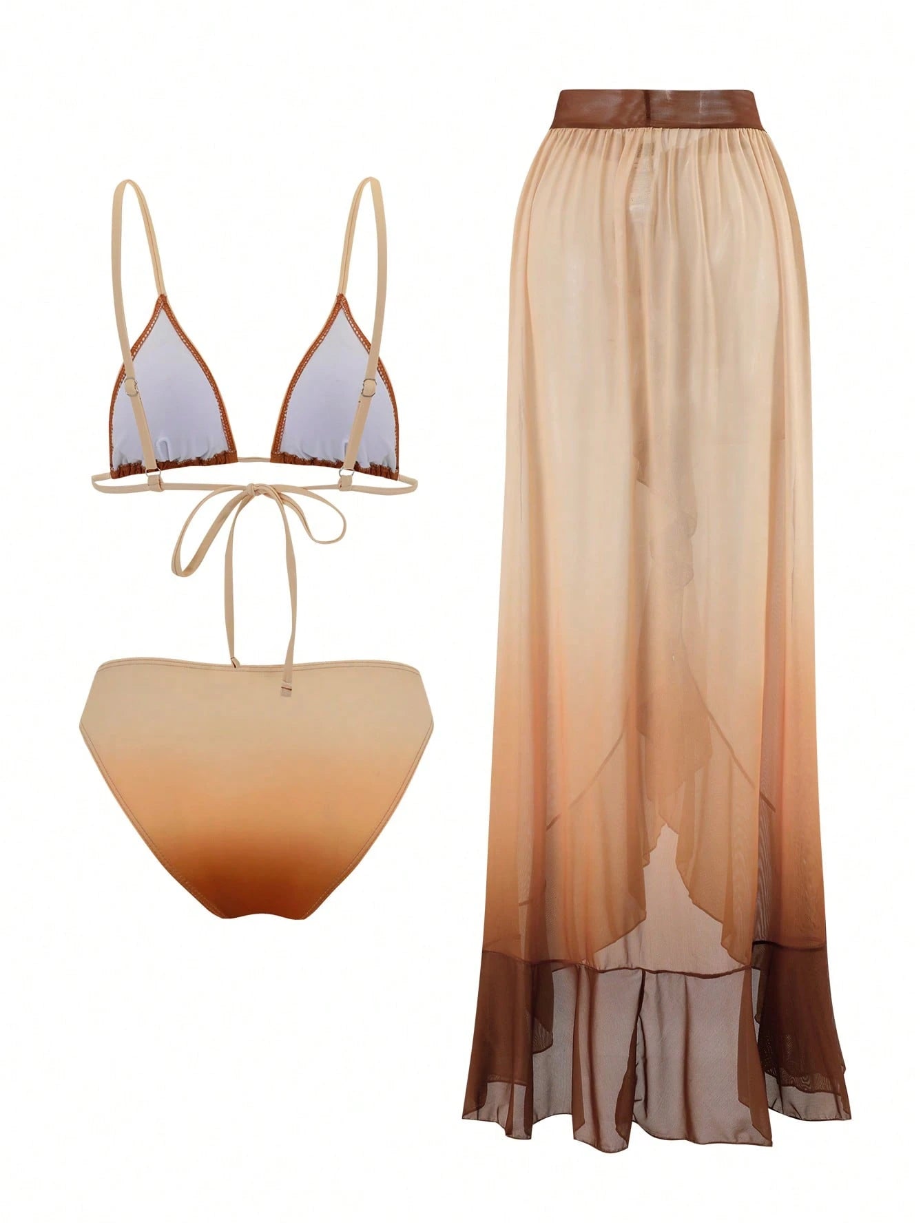 Swim SXY Summer New Women's 3-Piece Beach Set Gradient Print Random